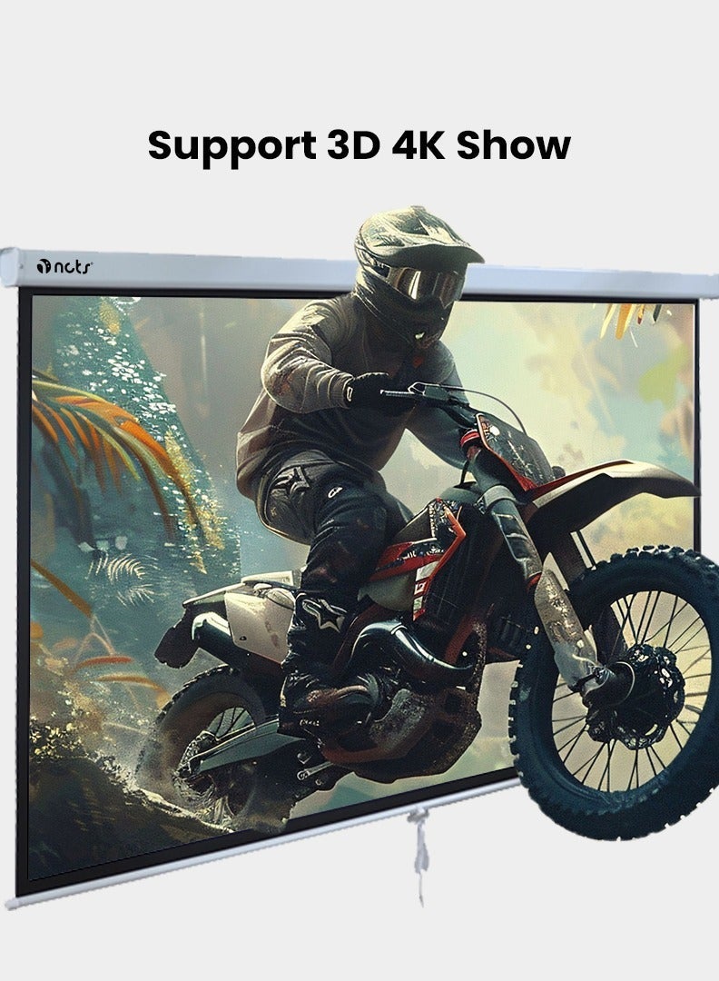 NCTS M240 M Series Manual Control Projector Screen – 2.4 x 2.4M Matte White Display Screen – UHD/HD Projector with Self Lock Spring System for Home Theater & More/ 1 Year Warranty/GTIN 6295151550632 - Image 1